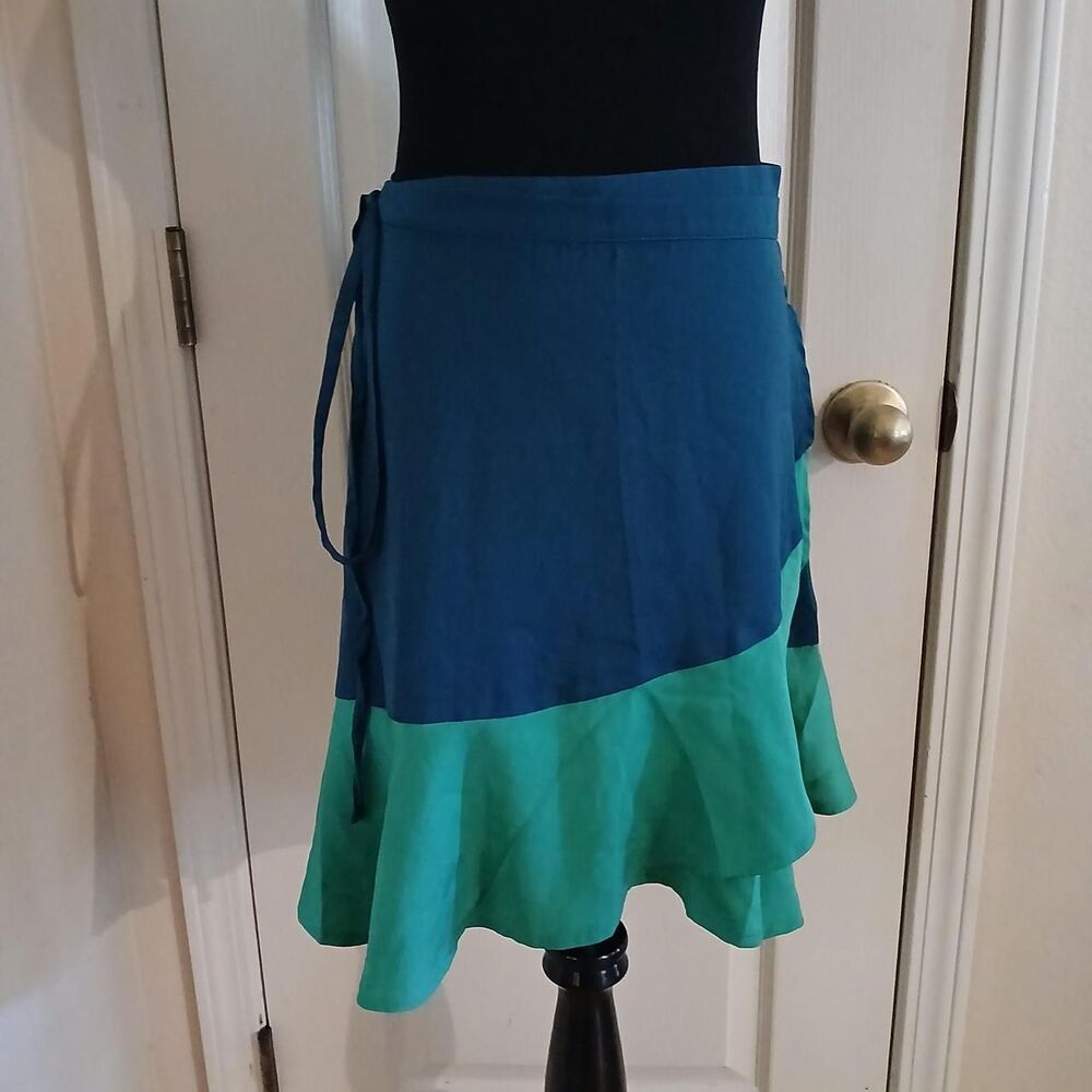 Summersalt "The Short Beach to Brunch" Wrap Skirt Seaglass & Seaweed M Coastal